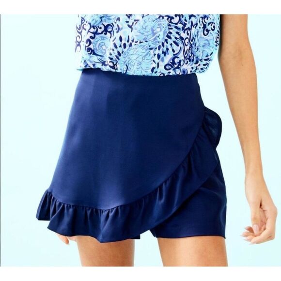 NEW - Lilly Pulitzer - 12 - Faye Skort True Navy Blue - Picture 1 of 5